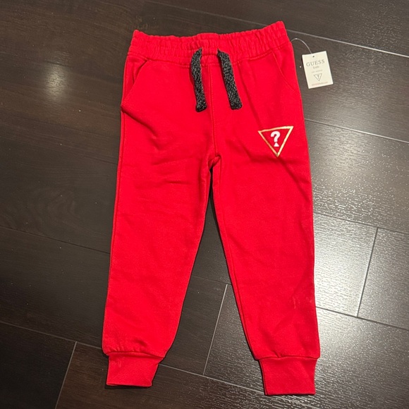 GUESS Kids Bright Red Joggers with Logo - Picture 1 of 4